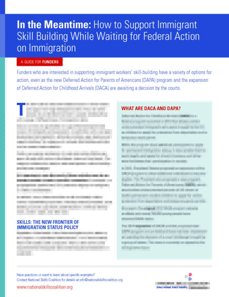 New Brief: What funders can do to support immigrant skill building